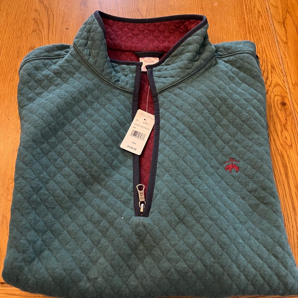 Brooks Brothers Diamond-Quilted Half-Zip in Cotton Blend